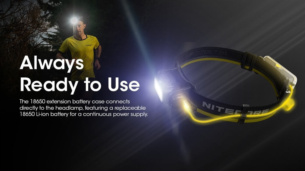 Nitecore Limitless Power 18650 Extension Battery Case~ used for NU40, NU43, and NU50 Headlamps